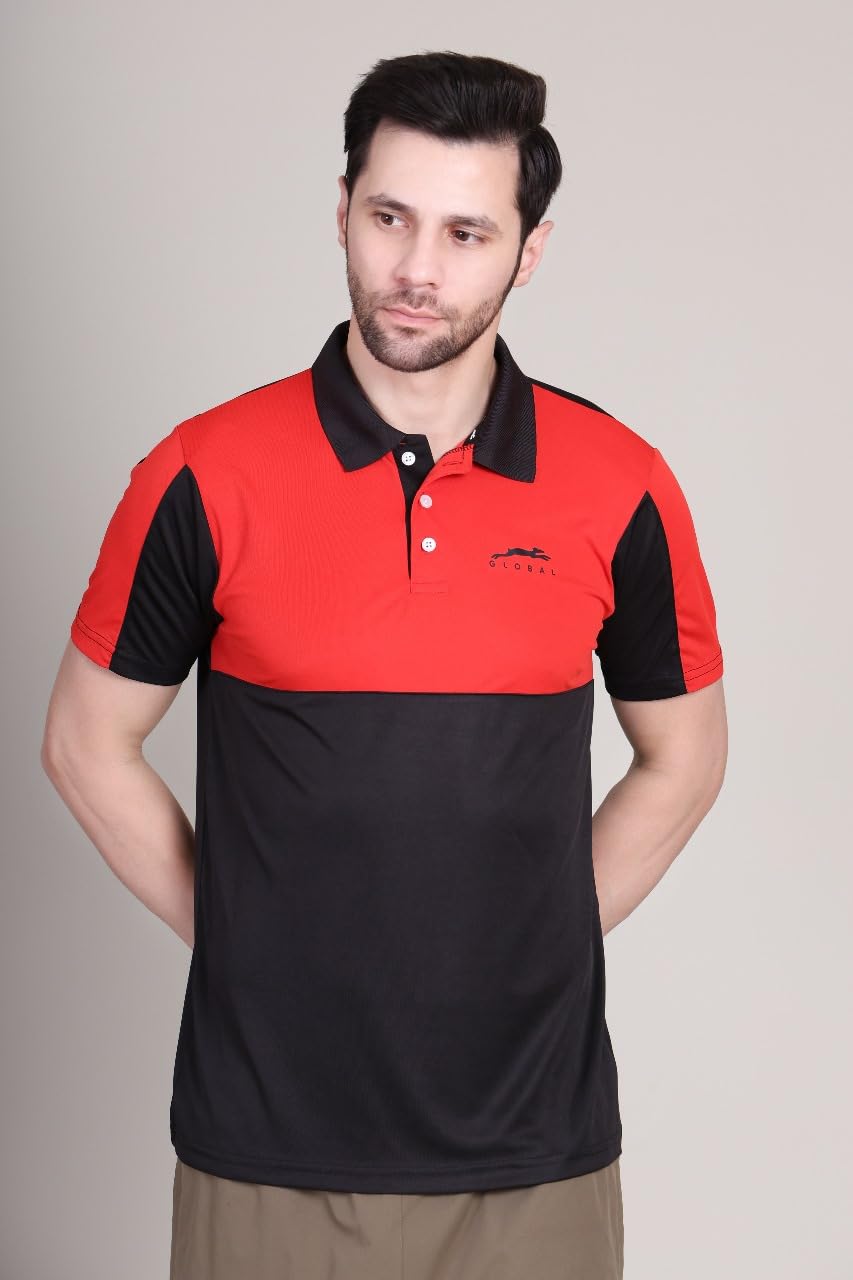 STAG GLOBAL Bold Polo T-Shirt, Red/Black, L