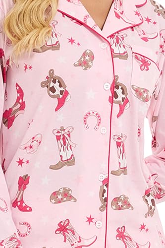 Image of LUBOT 100% Cotton Pajamas for Women Pajama Set 2 Piece PJ Sleepwear Set Soft Ladies Button Knit Long Sleeve Loungewear XS-XXL
