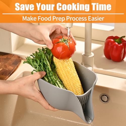 Boostazon BTA-01 Strainers And Colanders, Silicone Colander For Kitchen With Spout For Ease Rinsing And Draining Fruit, Vegetable Salads, Pasta, Food Strainers Bowl Over The Sink thumb #3