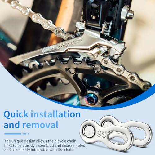 Kettenschloss Fahrrad für Fahrradkette 9 Fach - 6 Paar Fahrradkettenglied Kompatibel mit Shimano Kette 9 Fach, Kettenverschluss Kettenglieder Fahrrad mit Montagehilfe für Schnellen Fahrradreparatur