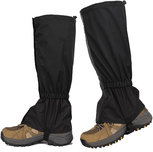 WUFKOP 1 Par de Polainas Impermeables Senderismo, Ajustables y Transpirables, para Hombre y Mujer en Caza, Esquí, Montañismo (Negro) - 1