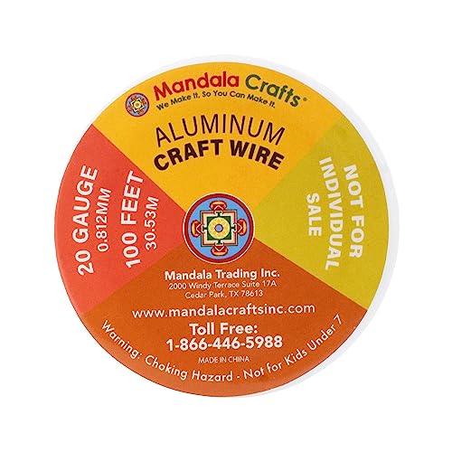 Image of Mandala Crafts 20 Gauge Anodized Aluminum Craft Wire for Jewelry Making - 400 FT Colored Flexible Neutral Combo Wire - Bendable for Bonsai Armature Crafting Sculpting