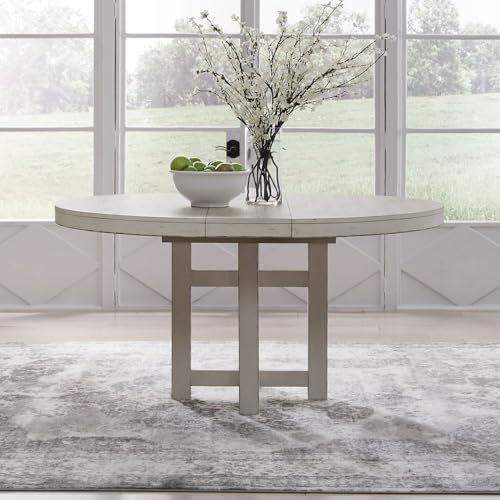 Liberty Furniture Backroads Pedestal Table for Dining Room - Removeable Leaf - Weathered White &...