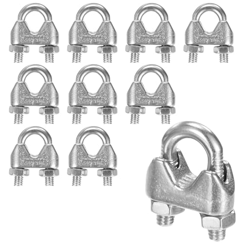 M METERXITY 10-Pack Cable Clamps, M4 Stainless Steel 4mm Wire Rope Clip Thimble U Bolt Saddle Fastener for Diameter Cable Rigging/Sailing/Clothesline, Wire Clamps