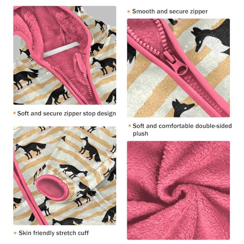 Black Foxes Toddler Fleece Jacket Baby Girls Hooded Zipper Long Sleeve Thick Warm Outerwear 3-10 Years3