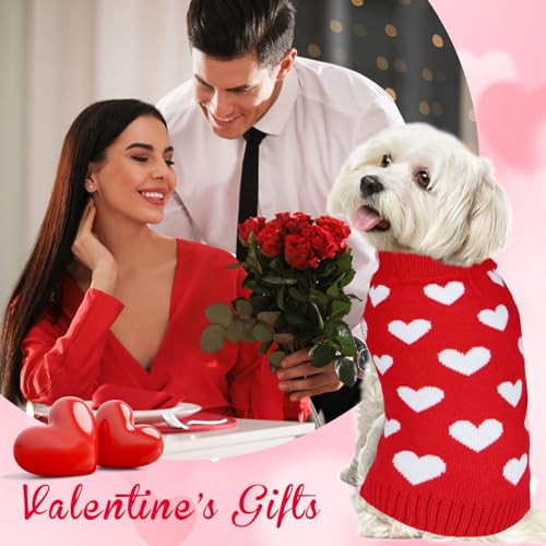 GOYOSWA Hundepullover für Valentinstag, Strickpullover in Herzform, für kleine, mittelgroße und große Hunde, Haustiere, Rot, Größe XL