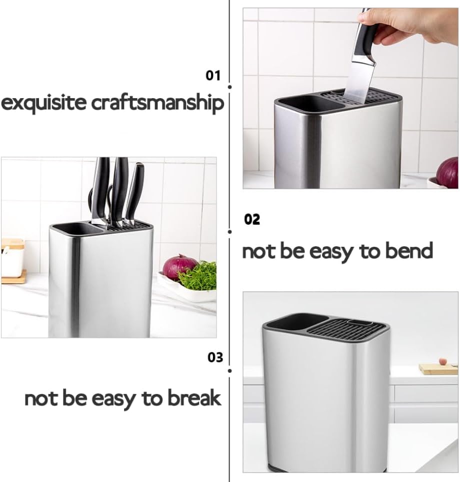 Stainless Steel Cutlery Bucket, 430 Kitchen Knife Storage Stand
