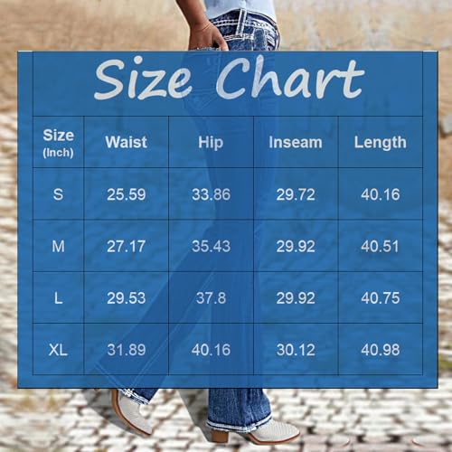 Womens Bootcut Jeans Cute Stretchy Boyfriend High Waisted Flare Jeans Y2K Trendy Country Mom Straight Leg Denim Pants3
