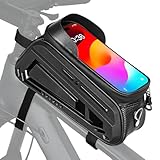 CABALAY Bike Frame Bag, EVA Hard Shell Bag with 2.0L Capacity,Top Tube Bicycle Storage with 6.8' Touch screen Phone Holder, Handlebar Bike Storage Bag Cycling Pouch for MTB & Road Bikes.