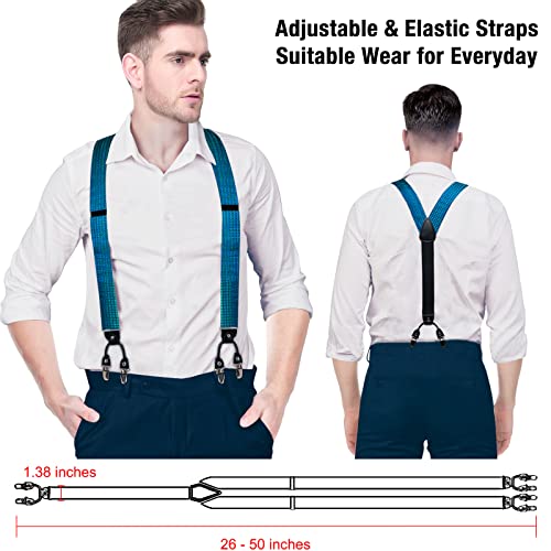 Image of DiBanGu Paisley Bow Tie and Supenders for Men Tuxedo Heavy Duty 6 Clips Suspender Adjustable Y-Shape Mens Trouser Braces