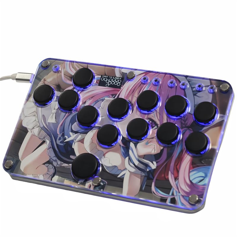 XIAO SHI MIN STORY Mini Arcade Game Controller for PC/PS3/PS4/Switch/Steam, with RGB Lights & Hot Swap, All Buttons Gaming Gamepad For Fighting, Support Custom