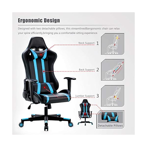 IntimaTe WM Heart Racing Chair, Computer Chair, PU Gaming Chair with Headrest&Lumbar Cushion, 135 Degree Reclining Angle - Image 5