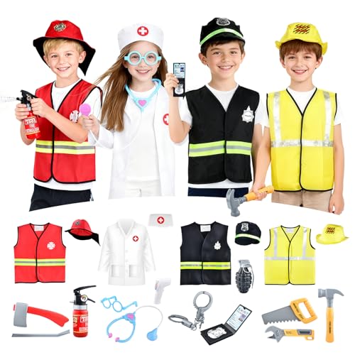 Disfraz infantil set 27 piezas bombero policía doctor miniatura 1