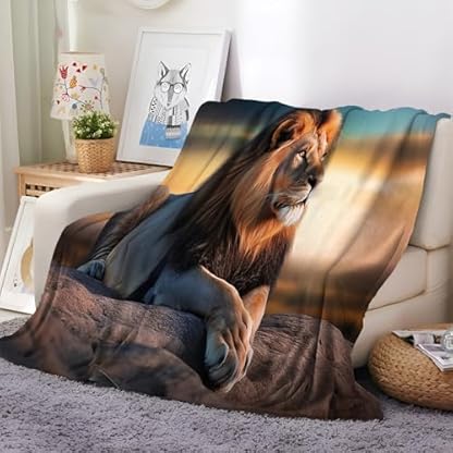 XCQHZYQ Kuscheldecke für Kinder brauner Tierlöwe 130x150 cm Decke Fleecedecke Sofadecke Kinderdecke, Superweiche Flanell Wohndecke Geschenke für Jungen Mädchen