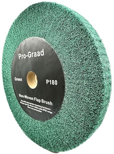 Image of 10 inch x 1 inch Green P180 Non-Woven Bench Grinder Polishing Burnishing Satin Finishing Flap Brush Wheel for Aluminum Copper Metal Golf Club Refurb, Compatible for 1 /2 inch, 5 /8 inch, 3 /4 inch, 1-1 /4 inch Shaft
