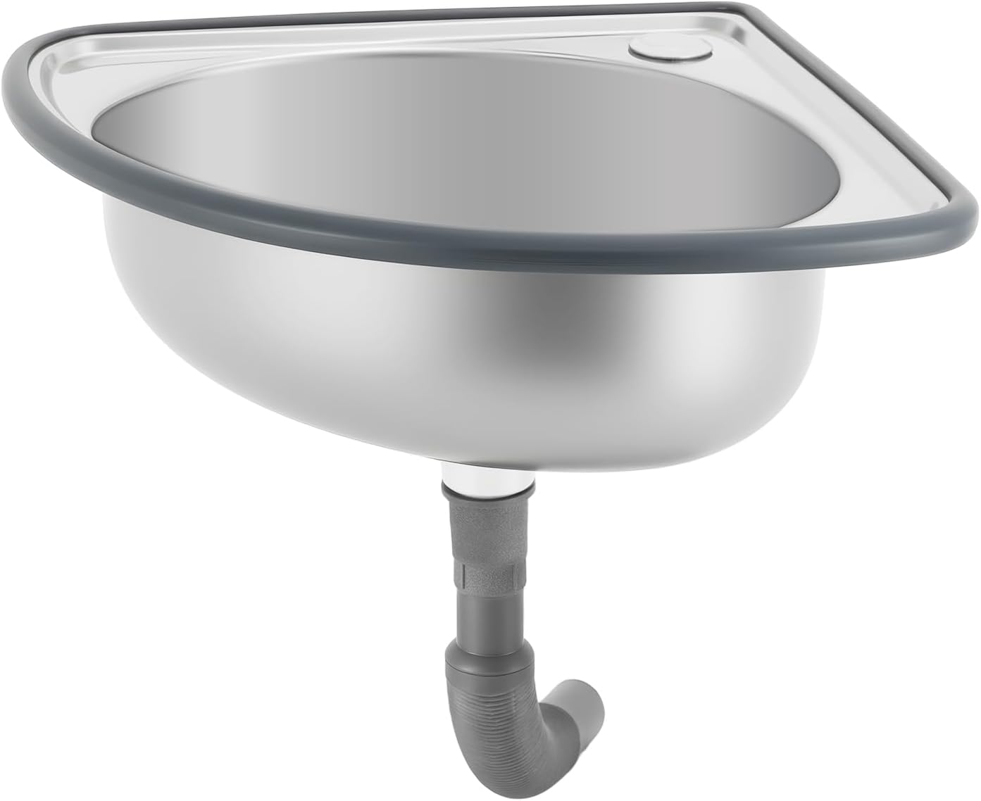Stainless Steel Corner Sink, Small Bathroom Sink with Pipe Wall Mounted Basin Triangle Hand Basin Corner Mini Sink Restaurants Bars Cafes Bathrooms - 17.71" L X 15" H