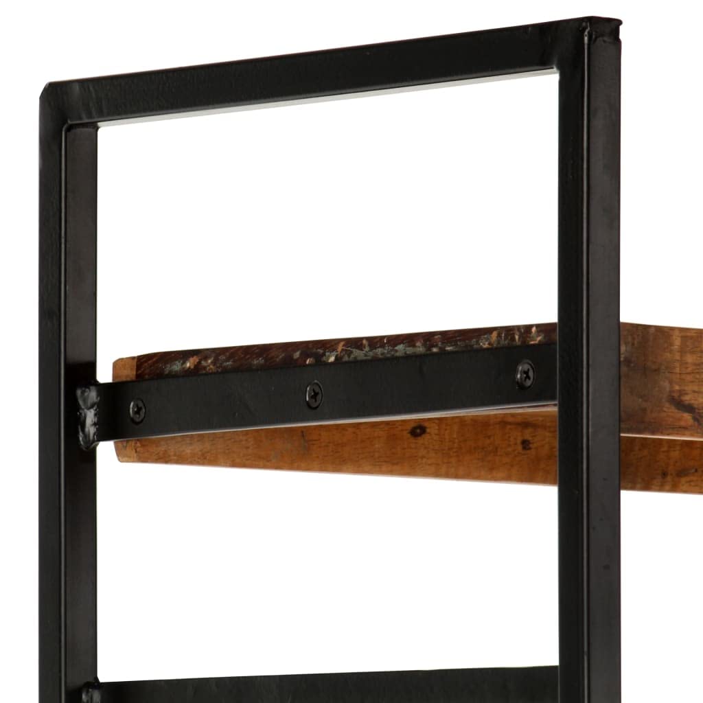 Estantería de 4 niveles, 124 x 30 x 180 cm, con 6 compartimentos y 4 puertas, estilo industrial, estantería de madera maciza y marco de hierro recubierto de polvo, estantería retro para libros