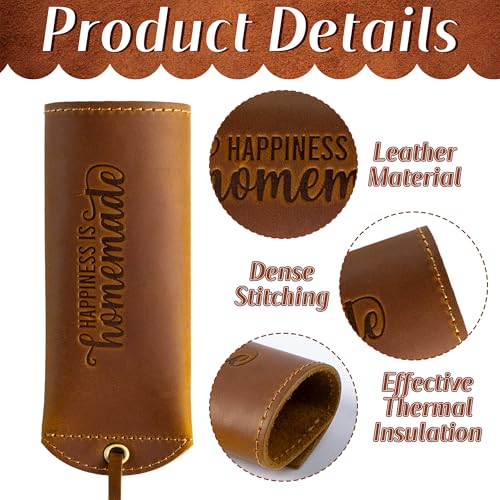 Grobro7 GB-HANDLE COVERS-HOMEMADE 3P 3Pcs Cast Iron Skillet Hot Handles Covers Set Happiness Is Homemade Panhandle Sleeve Side Grip Cover, Leather Handmade Pot Holder Heat Resistant Reusable Assist thumb #2