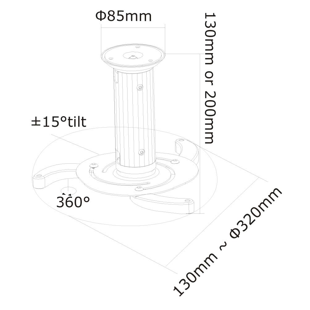 NewStar BEAMER-C80WHITE Supporto da soffitto Beamer bianco 15kg
