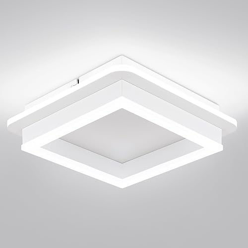 CANEOE Luz de Pasillo Cuadrada de 24W, Moderna Luz de Techo LED de Montaje al Ras, Luces de Acrílico Blanco Cerca del Techo para Dormitorio Comedor