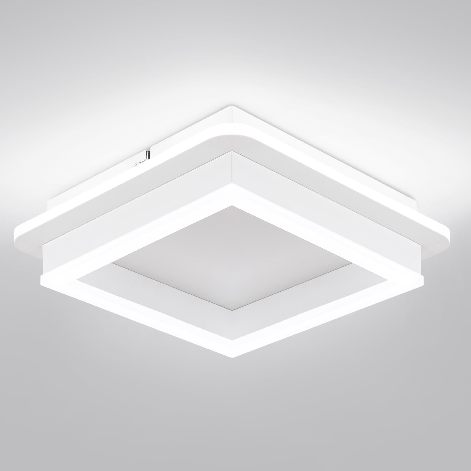 CANEOE 24W Square Hallway Light, Modern Flush Mount Led Ceiling Light,White Acrylic Close to Ceiling Lights for Bedroom Dining Room Kitchen Balcony Bathroom Aisle Ceiling Lamp (Cool White,6000K)