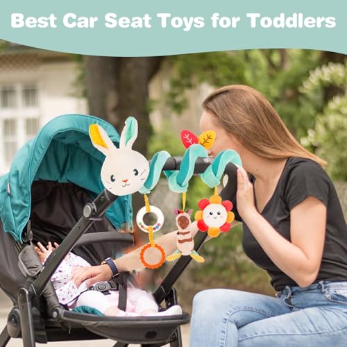 Image of FATI Car Seat Toys for Babies 0-6 Months, Stroller & Crib Toys with Squeaker Rattles - Ideal Gifts