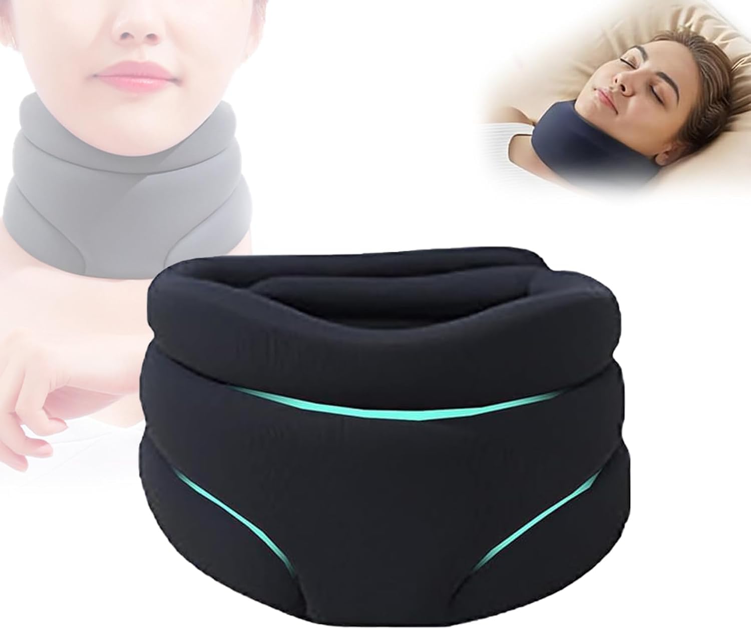 Cervicorrect Neck Brace Cervicorrect for S-noring, Neck Brace for Sleeping Soft Foam, Neck Brace for Neck Support for Women Men, Soft Foam Neck Brace Universal Cervical Collar Adjustable Neck（black）