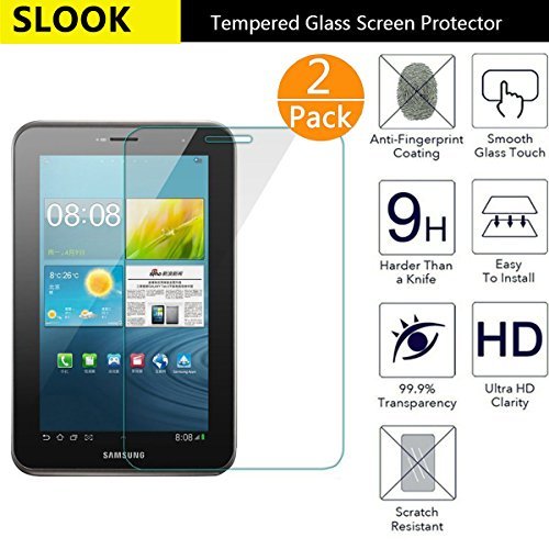 Galaxy Tab 2 7.0 Glass Screen Protector,[2 Pack] SlookTempered Glass Screen Protector Shield for Galaxy Tab 2 7.0 P3100-2 Pack