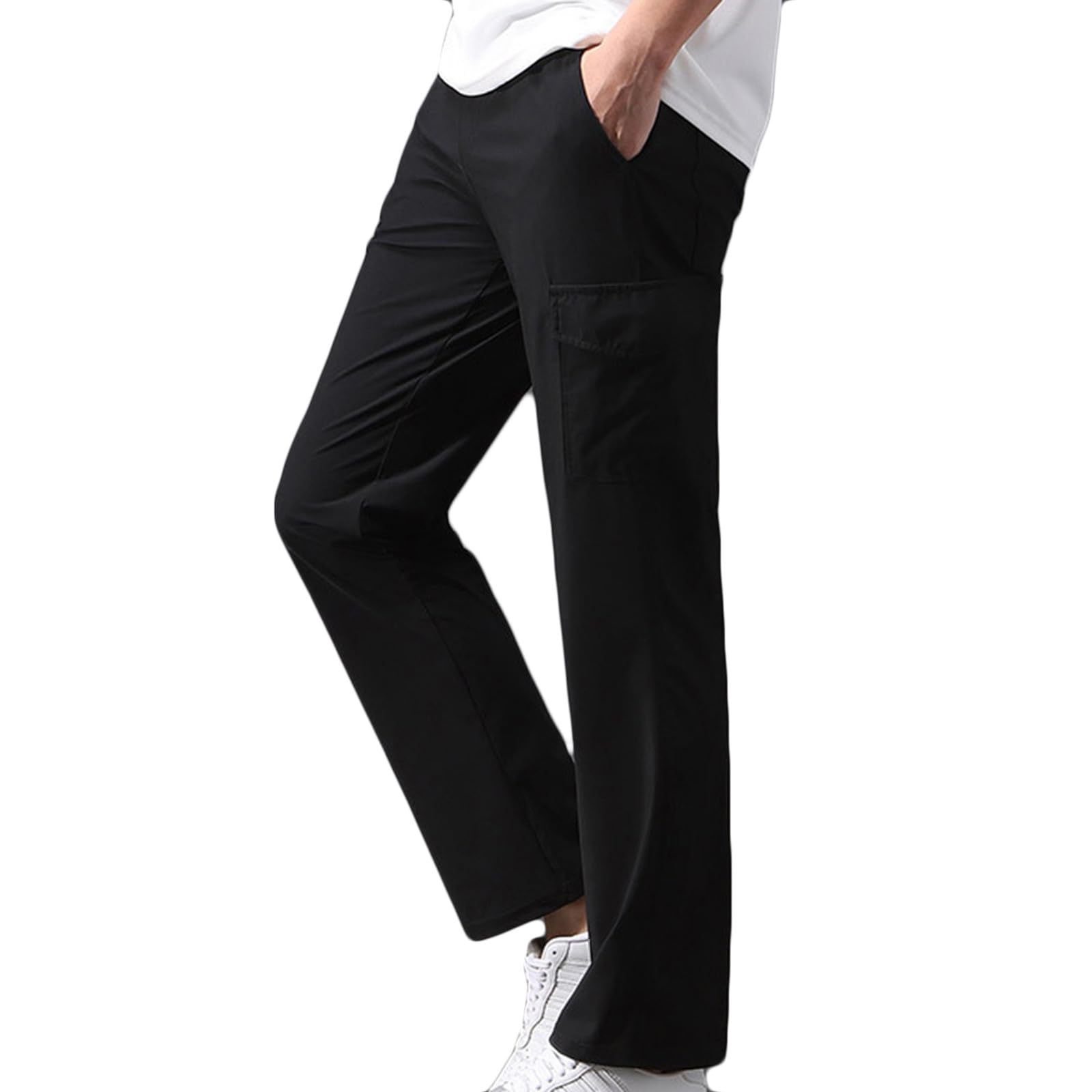 Mens Casual Cargo Pants Fashion Elastic Waist Straight Leg Work Pant Relaxed Fit Outdoor Y2k Hiking Pants with