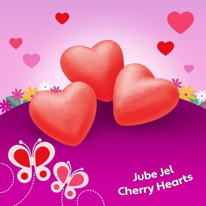 Brach’s Jube Jel Cherry Hearts - Pack of 3 - Classic and Delicious Valentine's Candy - Perfect for Sharing with Friends and Family