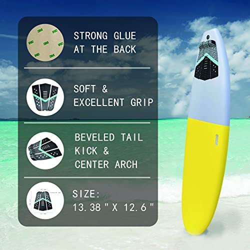 image for Hjdeck Univeral Non-Slip Traction Mat 3 Pieces EVA Surfboard Deck Trac