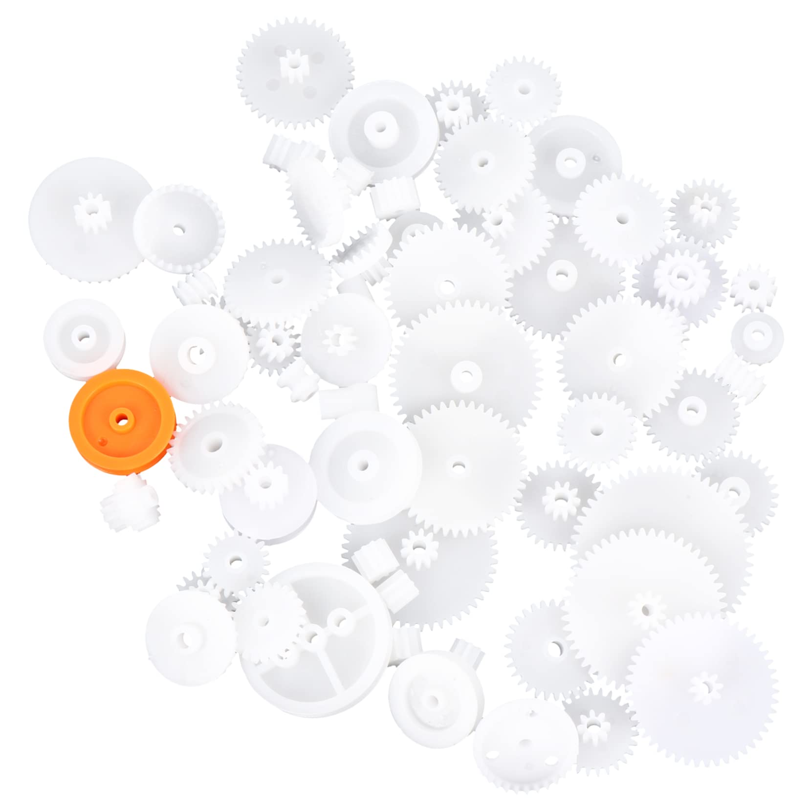 KOMBIUDA Toy Gear Set 64pcs Plastic Crown Gear Single Double Worm Gear Belt Pulley Gear Package for Boys and Girls Adults