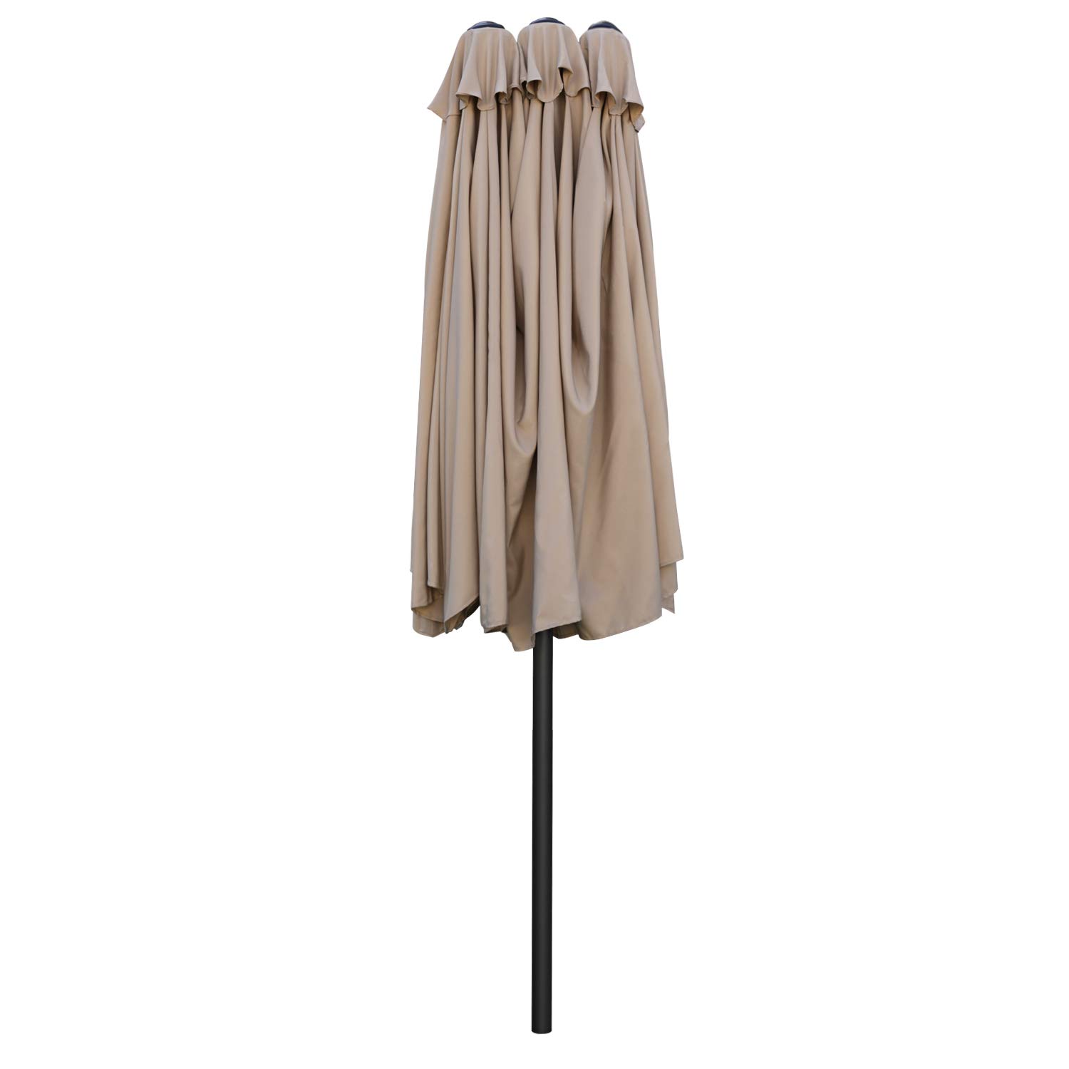 ABCCANOPY 15FT Double-Sided Aluminum Table Patio Umbrella Garden Large Umbrella,Swimming Pool 12+Colors,Khaki