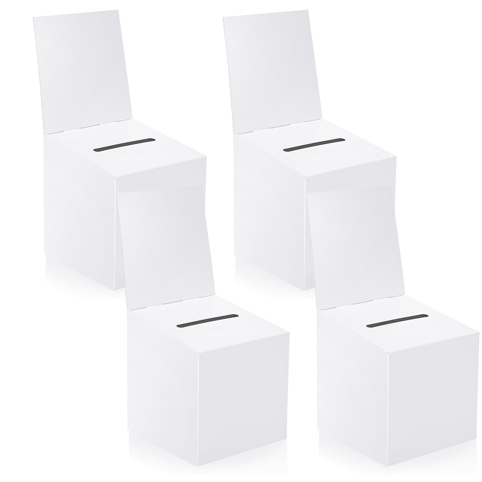 zzhxkjhky 4 Pack Raffle Boxes Ballot Box Suggestion Box with Slot, 6 x 6 x 6 Inch Cardboard Raffle Boxes with Slot for Ticket and Removable Header for