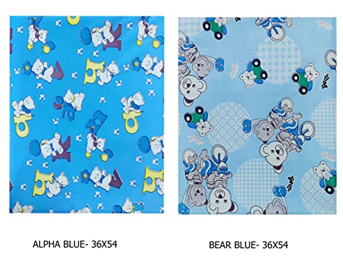 Image of Pookie Plastic Sheet,PVC Sheet for Kids,Rubber Sheet for Babies,Bed Wetting Protector(90 x 135 cm) (Alphabet Blue & Bear Blue)
