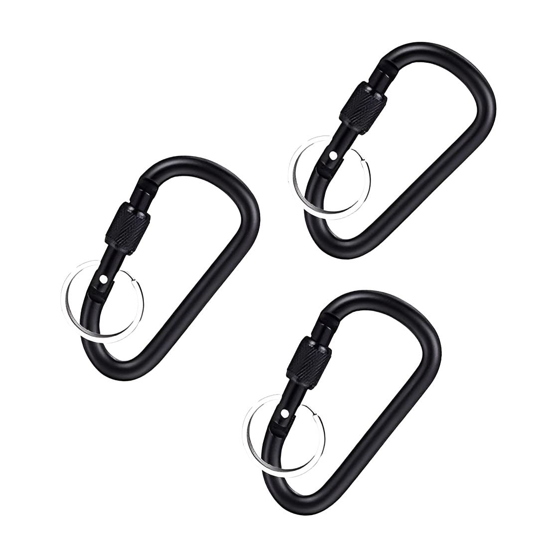 Stealodeal Black Carabiner Aluminium Screw Locking Spring Clip Hook Outdoor D Shaped with Silver Keyring (Pack of 3) (B0BBW3N4JW) Amazon Price History, Amazon Price Tracker