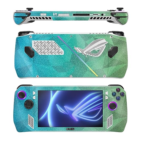 Image of MightySkins Glossy Glitter Skin Compatible with Asus ROG Ally - Blue Green Polygon | Protective, Durable High-Gloss Glitter Finish | Easy to Apply