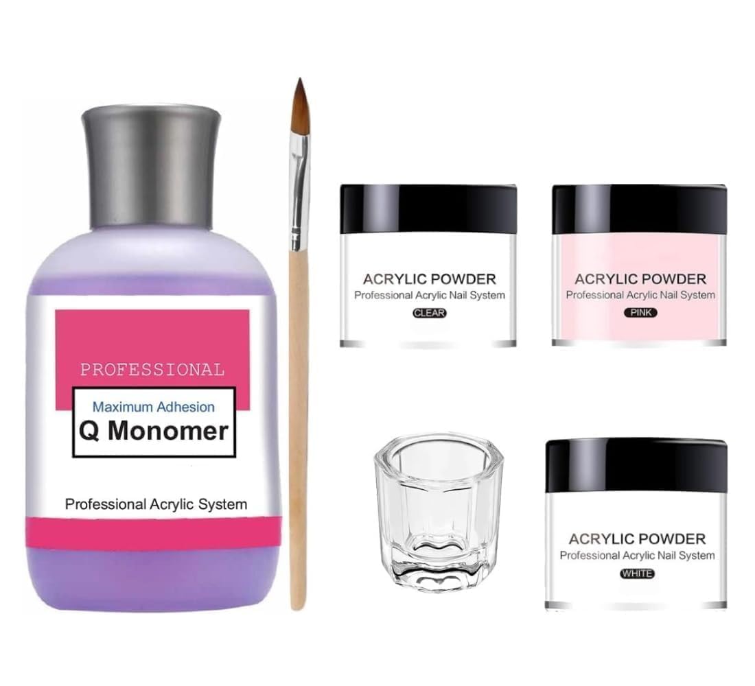 Acrylic Nail Kit Professional Set with Monomer Liquid, Clear/Pink/White Acrylic Powder, Acrylic Nail Brush and Glass Dappen Dish – Complete Acrylic's Nail Extension Kit for DIY Beginners & Salon Professionals-image-13