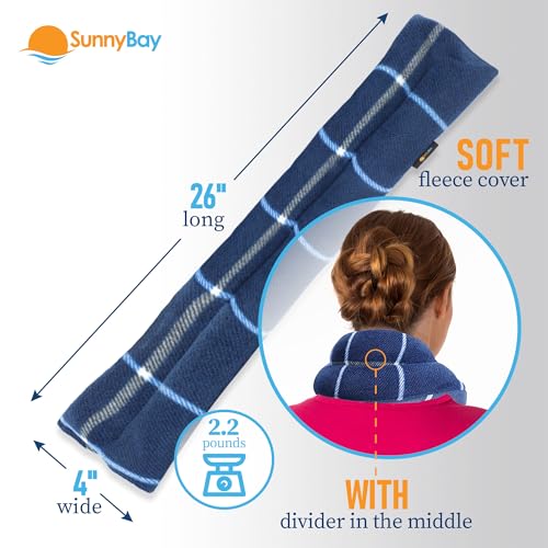 Image of SunnyBay Microwavable Heating Pad for Neck and Shoulder, Heated Neck Wrap, Microwave Heat Pad, Weighted Beanbag Moist Hot or Cold Compress, 2.2 lbs, 26x4 Inches, Ocean Blue