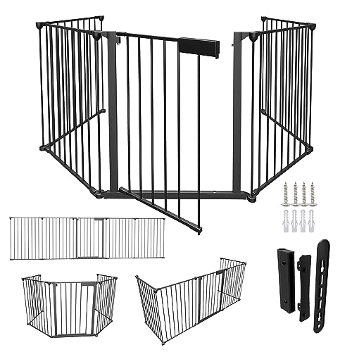 Yugodex Kamingitter mit Tür, 5-teiliges Set, 310cm Metallzaun, Haustiertrenngitter, Babysicherheitszaun, Treppengitter, zusammenklappbar (je 65 x 75 cm, schwarz) Yugodex Kamingitter mit Tür, 5-teiliges Set, 310cm Metallzaun, Haustiertrenngitter, Babysicherheitszaun, Treppengitter, zusammenklappbar (je 65 x 75 cm, schwarz)