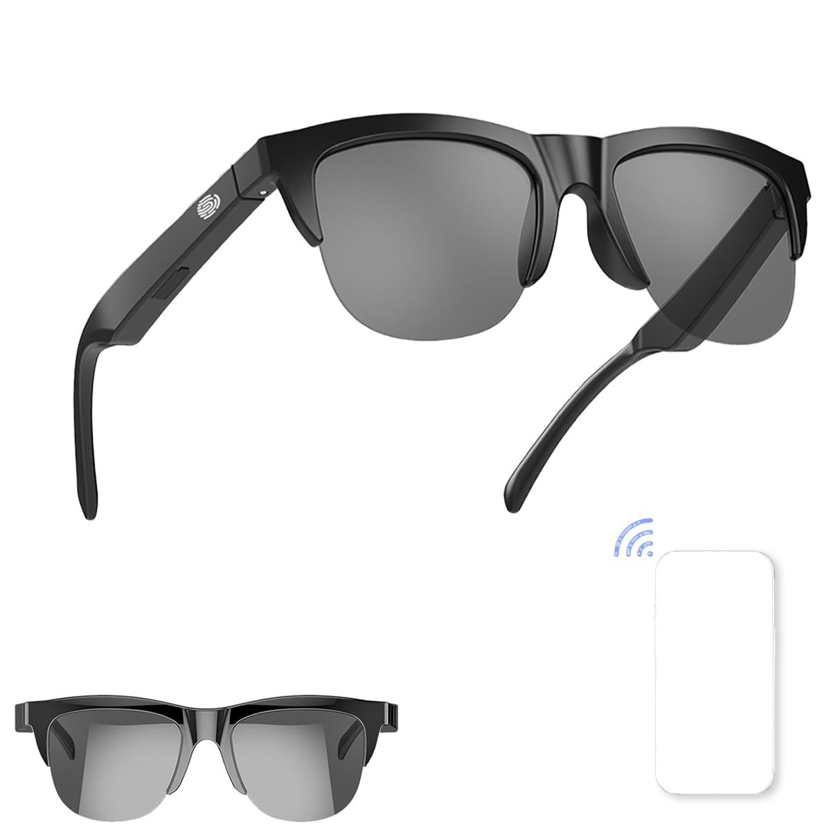 Smart Wireless Bluetooth Glasses Voice Contro Microphone Speakers Touch Outdoor UV Glasses