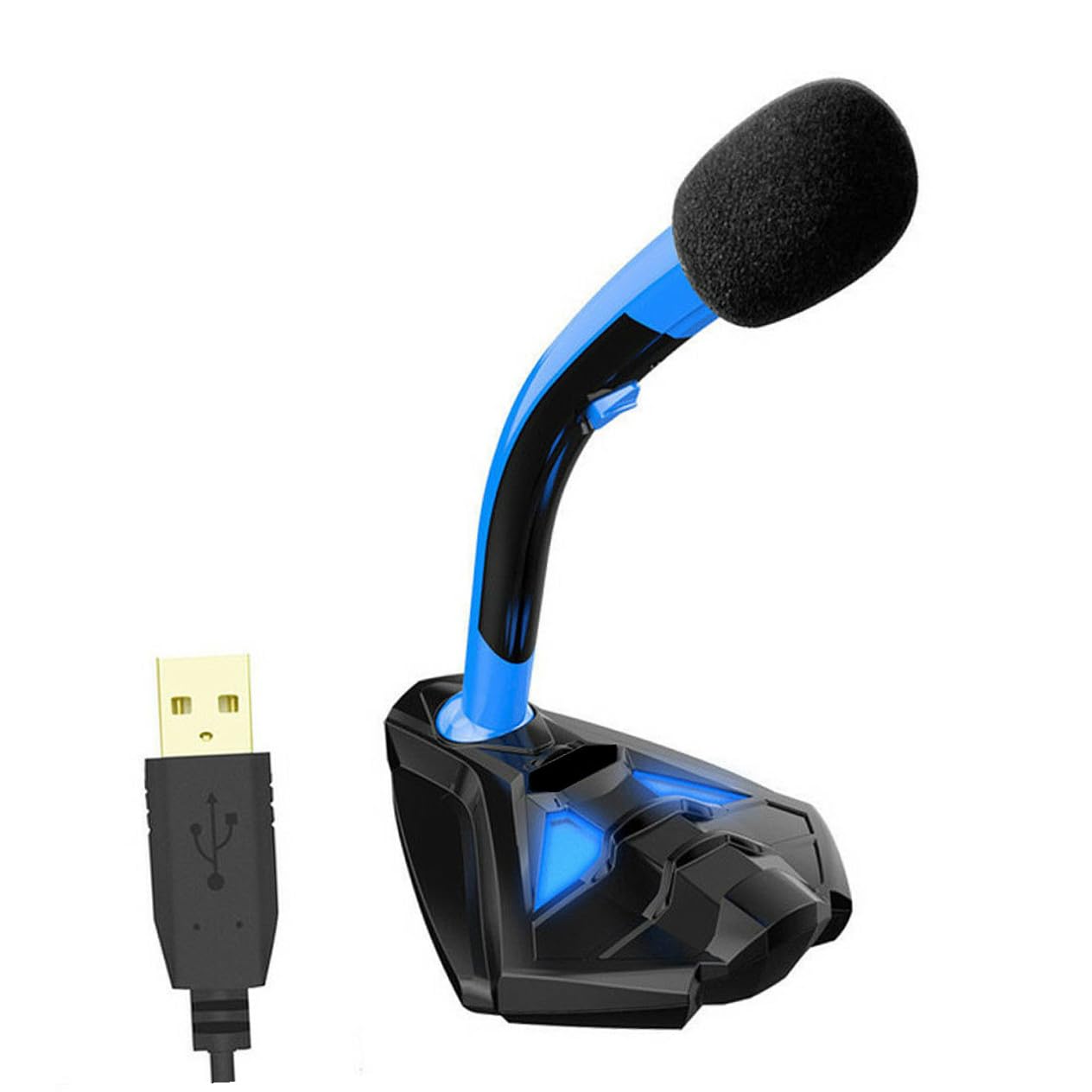 SUPVOX Microfono USB per Computer e Laptop K1 Blu con Luce LED