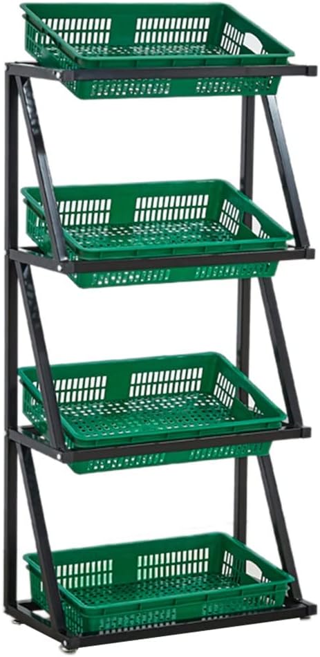 Kitchen Organizer 4-5 Tier Stackable Fruit & Vegetable Storage Cart, Metal Freestanding Stand Rack for Bathroom Kitchen Pantry Home,Utility Shelving Units (Color : A, Size : 66 * 35 * 14
