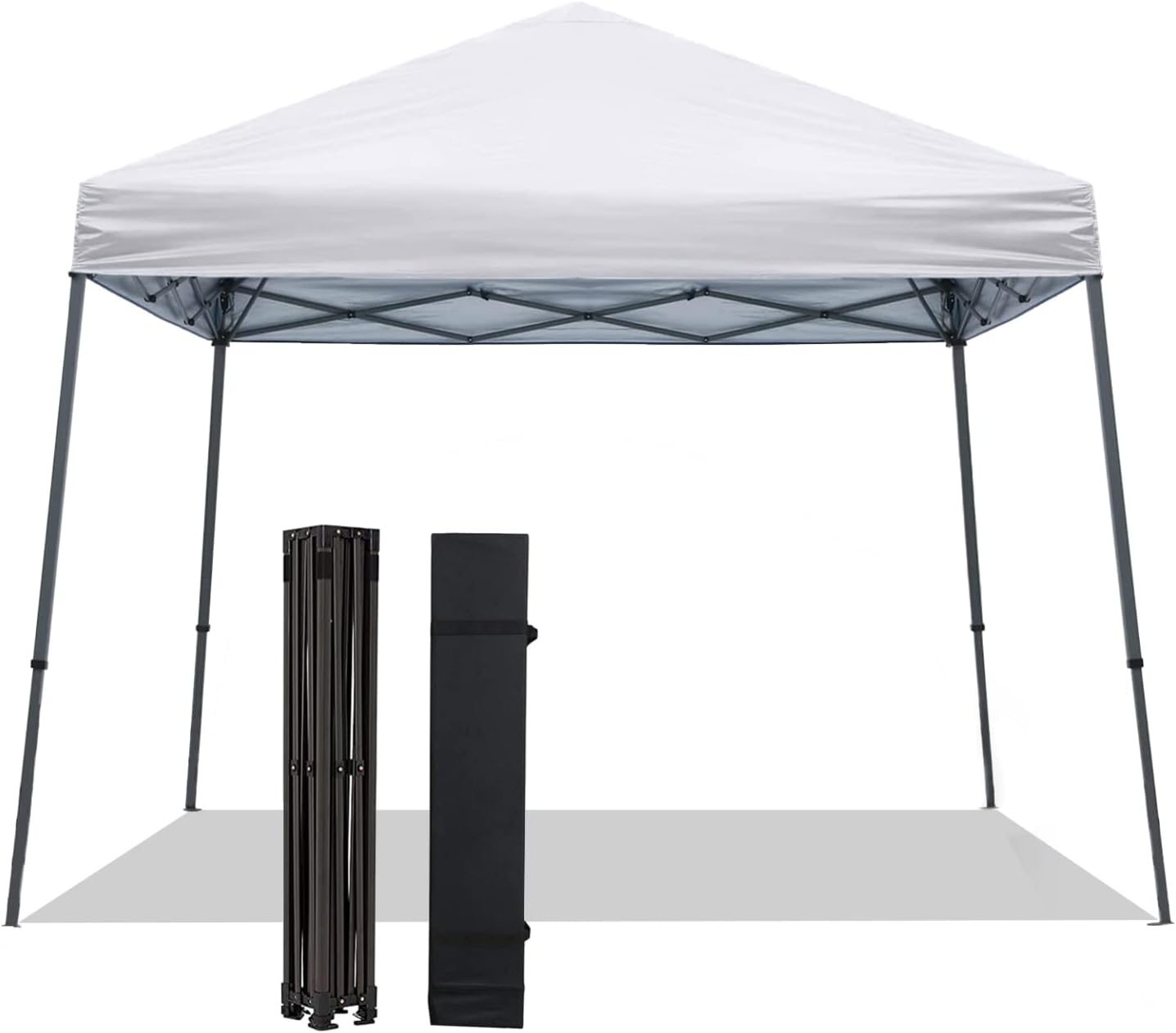 8X8 FT Pop Up Canopy Tent, Outdoor Instant Slant Legs Sun Shelter with Carrying Bag Portable for Patio Deck Garden and Beach(White)