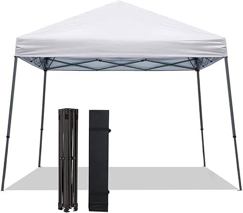 Tienda de campaña desplegable de 8 x 8 pies, patas inclinadas instantáneas para exteriores, refugio solar con bolsa de transporte portátil para