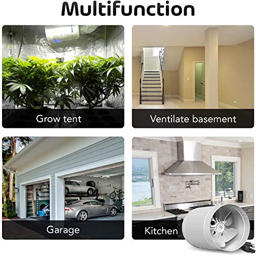 Ipower 8 Inch 254 Cfm Inline Duct Fan With Low Noise, Hvac Exhaust Ventilation Fan For Bathrooms/Kitchens/Basements/Attics, Grey #TOP5