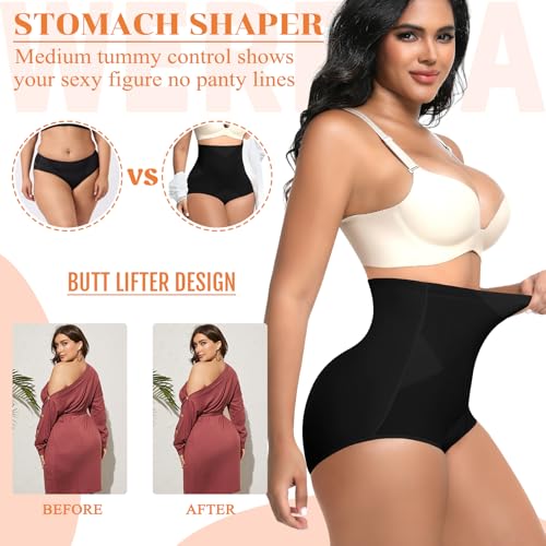 Image of Werena Tummy Control Shapewear Panties for Women Panty Girdle High Waisted Body Shaper Cross Shaping Underwear