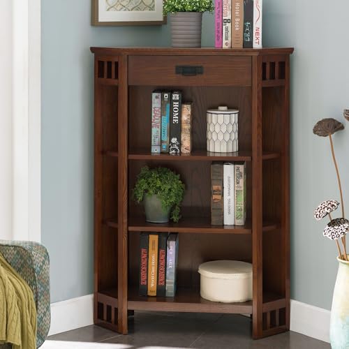 Image of Leick Home Mission Corner Bookcase, 36 inch, Mission Oak