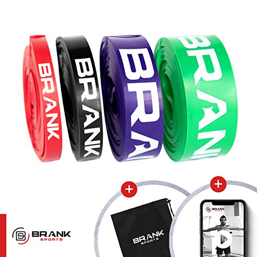 BRANK SPORTS Banda elástica de Deporte para musculación y Fitness, Banda de Resistencia Ideal para la Movilidad y Ayuda a los suéteres en Crossfit o Street Workout (4-Pack)