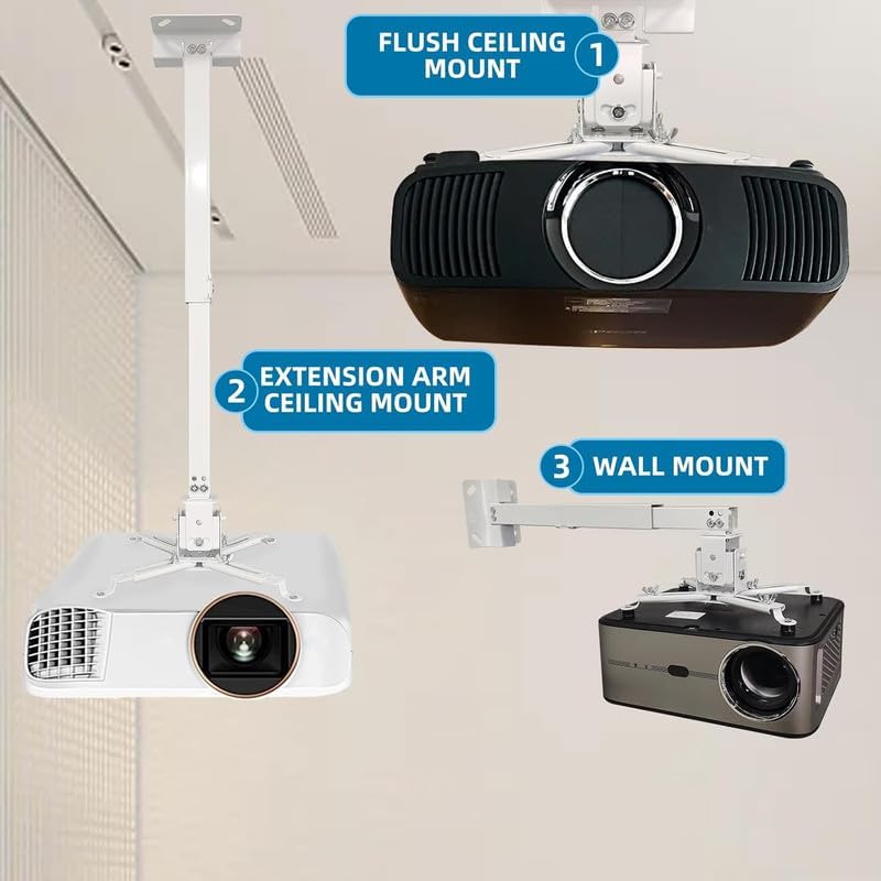 Image of 4ft Adjustable Projector Ceiling Mount Stand | 40 to 48 Inch (4 Feet) Extendable Bracket | Universal Tilt, Swivel & Rotate Wall /Ceiling Projector Mount | Heavy-Duty Frame#3